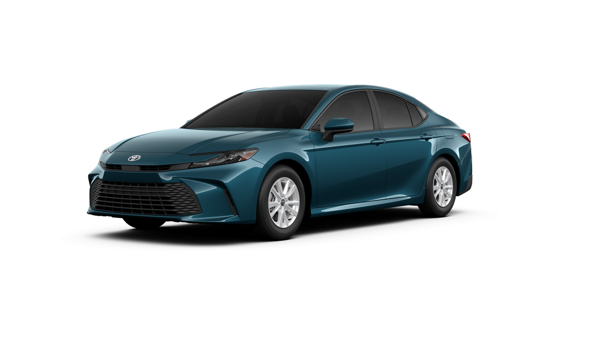 2026 Toyota Camry LE in Ocean Gem — front three-quarter view