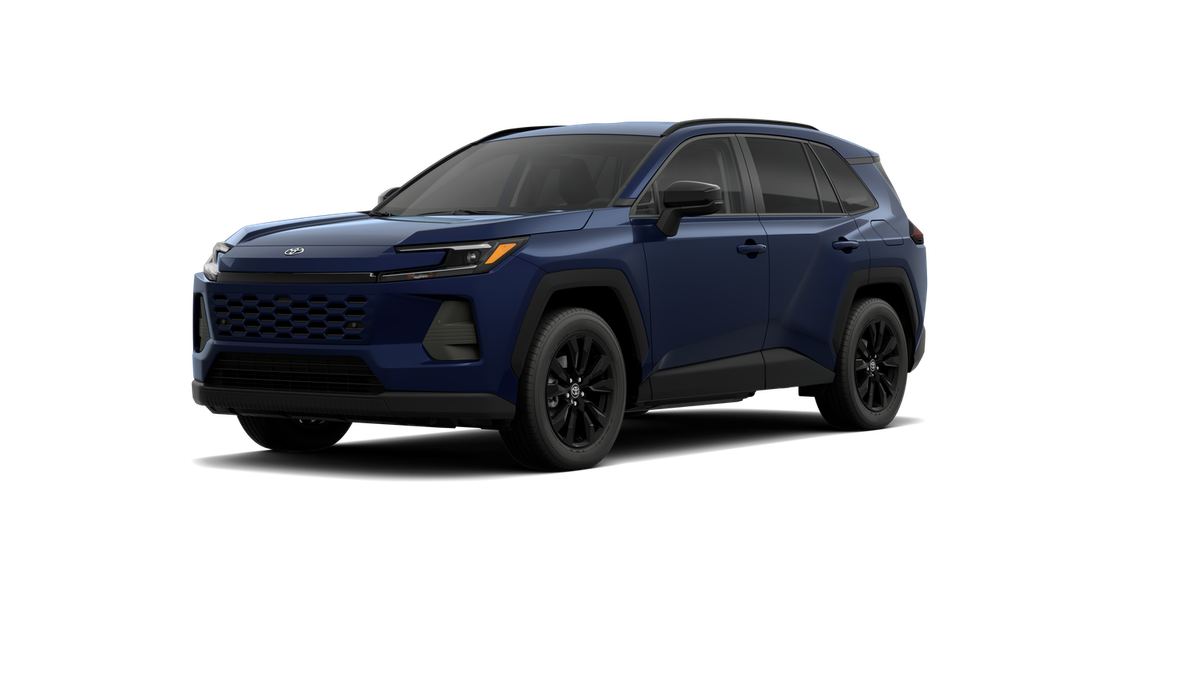 2026 Toyota RAV4 XLE Premium in Blueprint — front three-quarter view