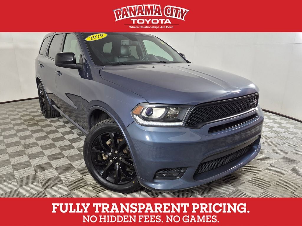 2020 Dodge Durango GT in Reactor Blue Pearlcoat — front three-quarter view