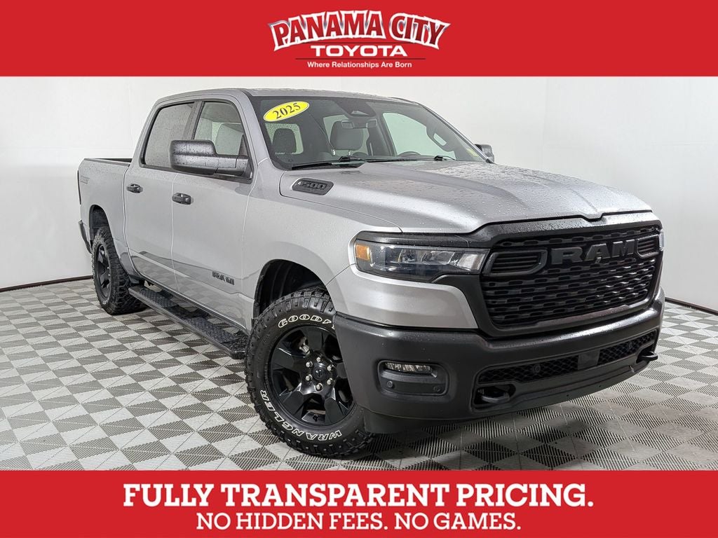 2025 RAM 1500 Warlock in Billet Silver Metallic Clearcoat — front three-quarter view