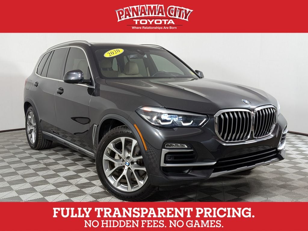 2020 BMW X5 xDrive40i in Dark Graphite Metallic — front three-quarter view