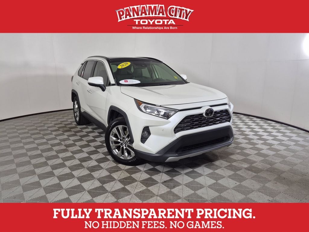 2020 Toyota RAV4 Limited in Blizzard Pearl — front three-quarter view